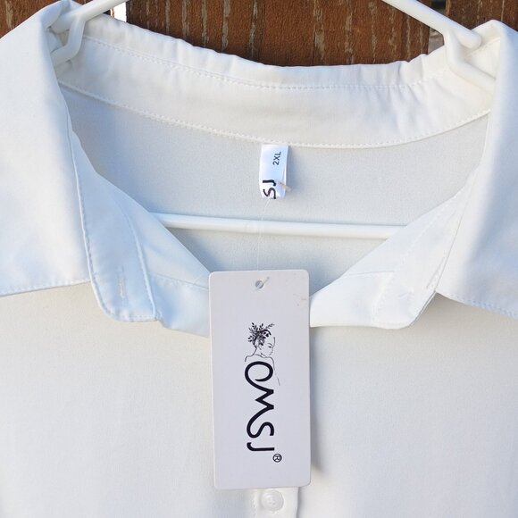 OMSJ White Button Down Shirt Top Sz. 2XL NWT - Picture 2 of 2